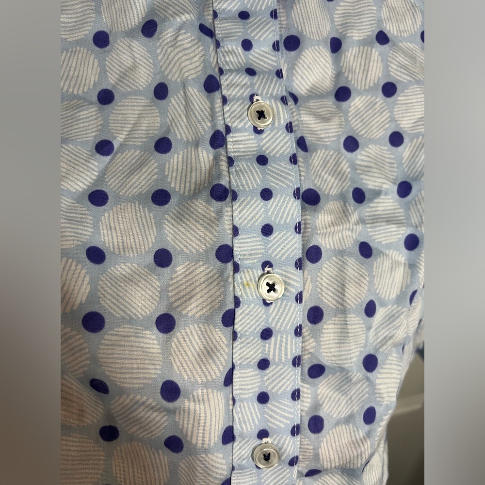 Finley Button Down White Blue Pattern Collared Lo… - image 5